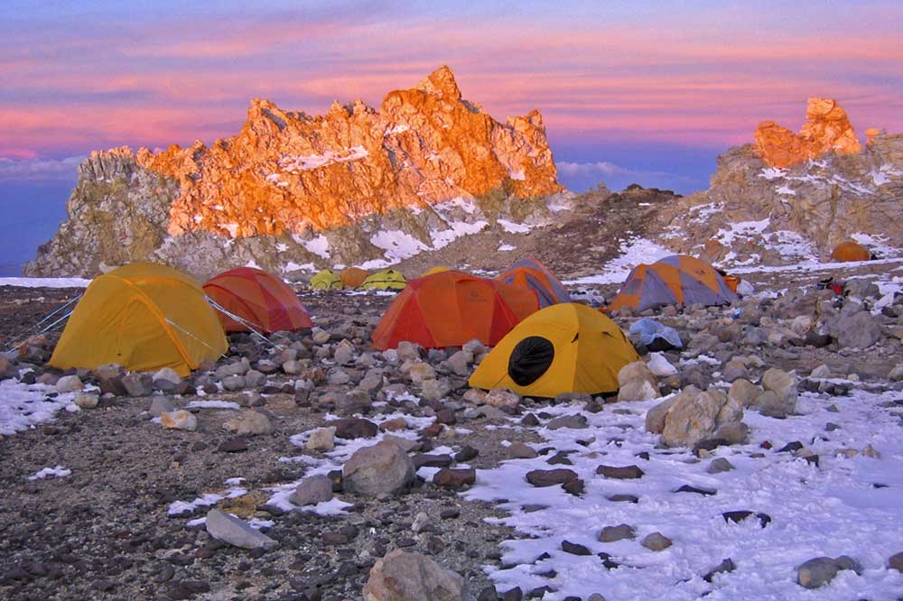 high camp sunset aconcagua