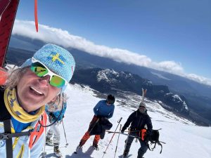 ski touring on volcano