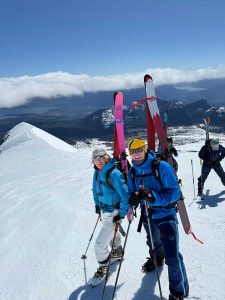ski touring climbing ridge